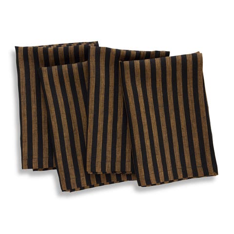 Linen Dinner Napkins Set of 4, 20 x 20 Inch for Dining Table, Holiday and Everyday Table Decor - Amalfi Stripe