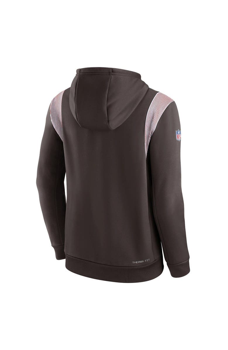 Nike Men's Nike Brown Cleveland Browns Sideline Athletic Stack Performance Pullover Hoodie, Alternate, color,