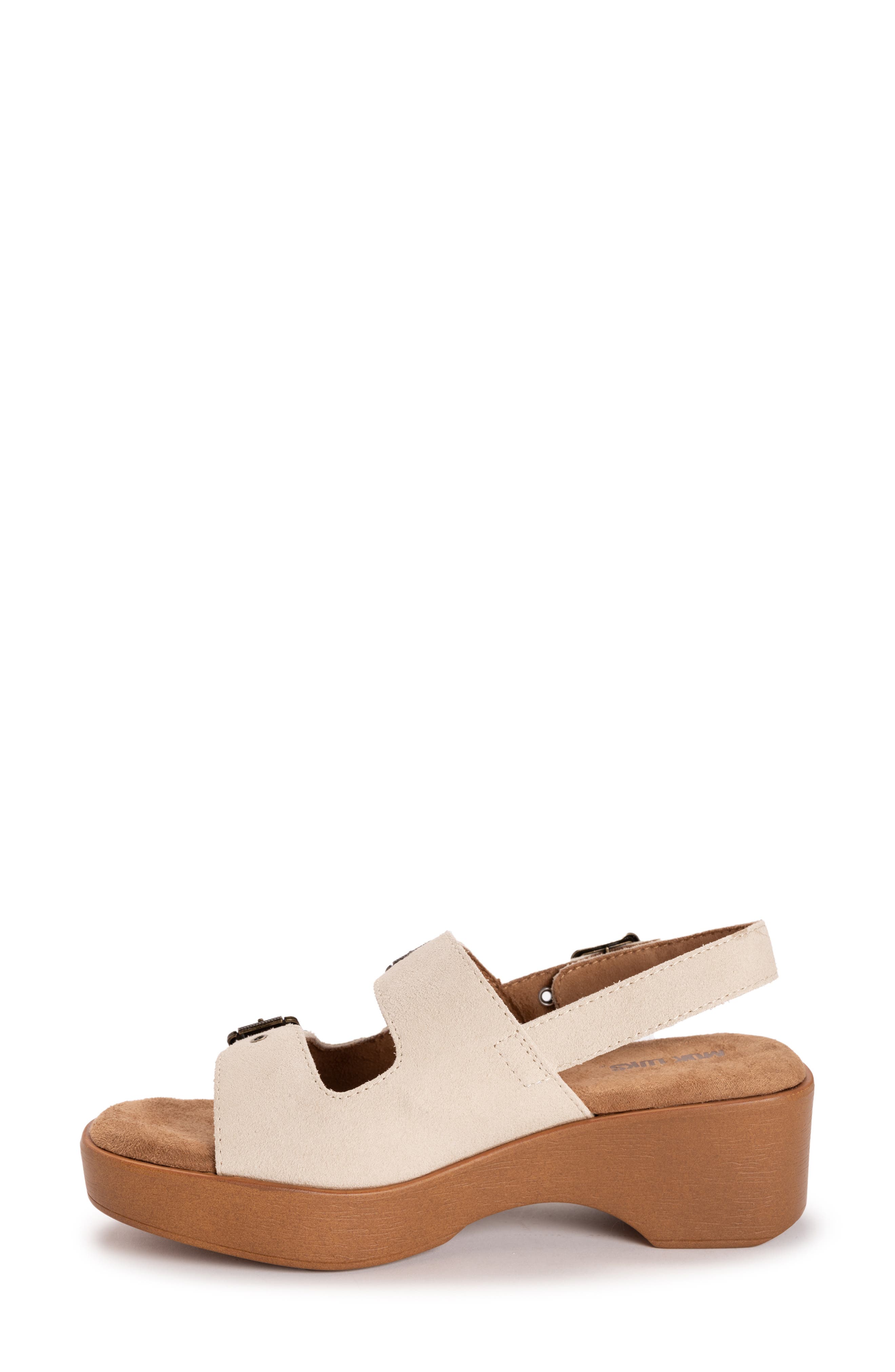 MUK LUKS Calliope Wedge Sandal, Alternate, color, Natural Suede