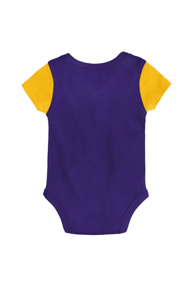 Newborn & Infant Purple/Gold Minnesota Vikings Little Champ Three-Piece Bodysuit Bib & Booties Set, Alternate, color, Purple
