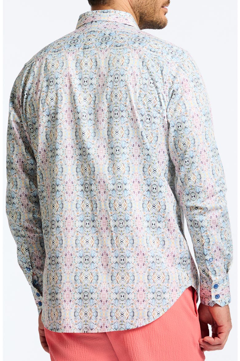 Gomera Tapestry Print Stretch Cotton Button-Up Shirt, Alternate, color, IVORY MULTI
