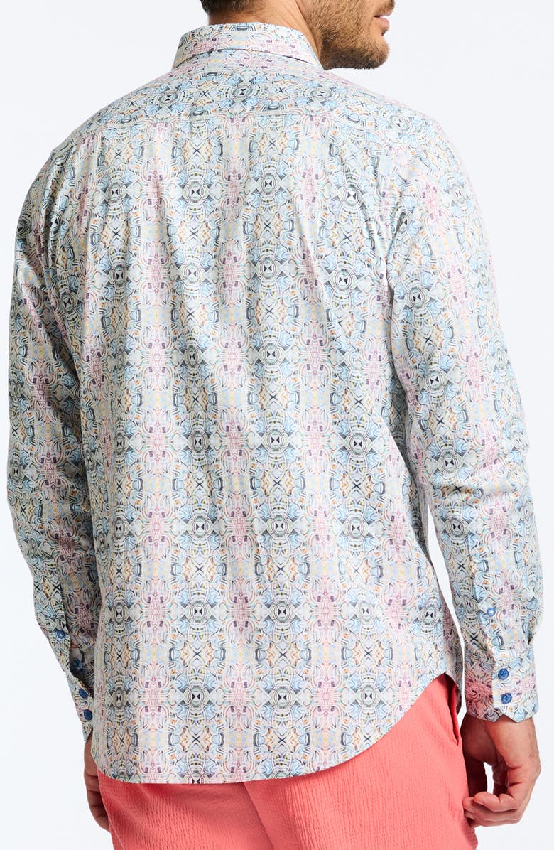 Robert Graham Gomera Tapestry Print Stretch Cotton Button-Up Shirt, Alternate, color, Ivory Multi