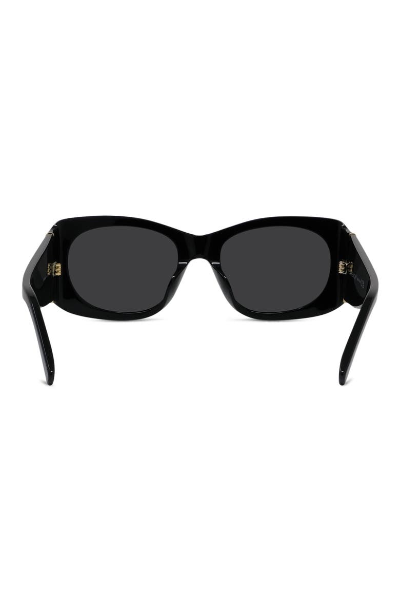 53mm Geometric Sunglasses, Alternate, color, SHINY BLACK / SMOKE
