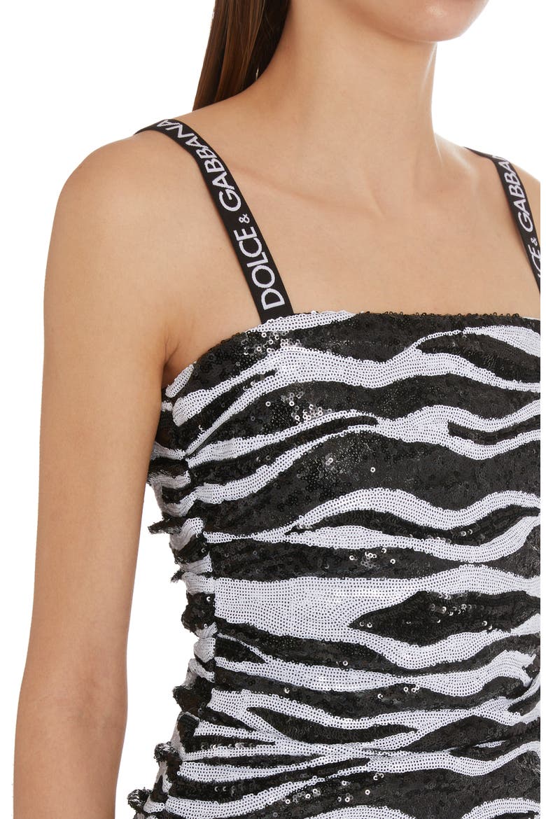 Zebra Sequin Mini Dress, Alternate, color, S0991 BIANCO/ NERO