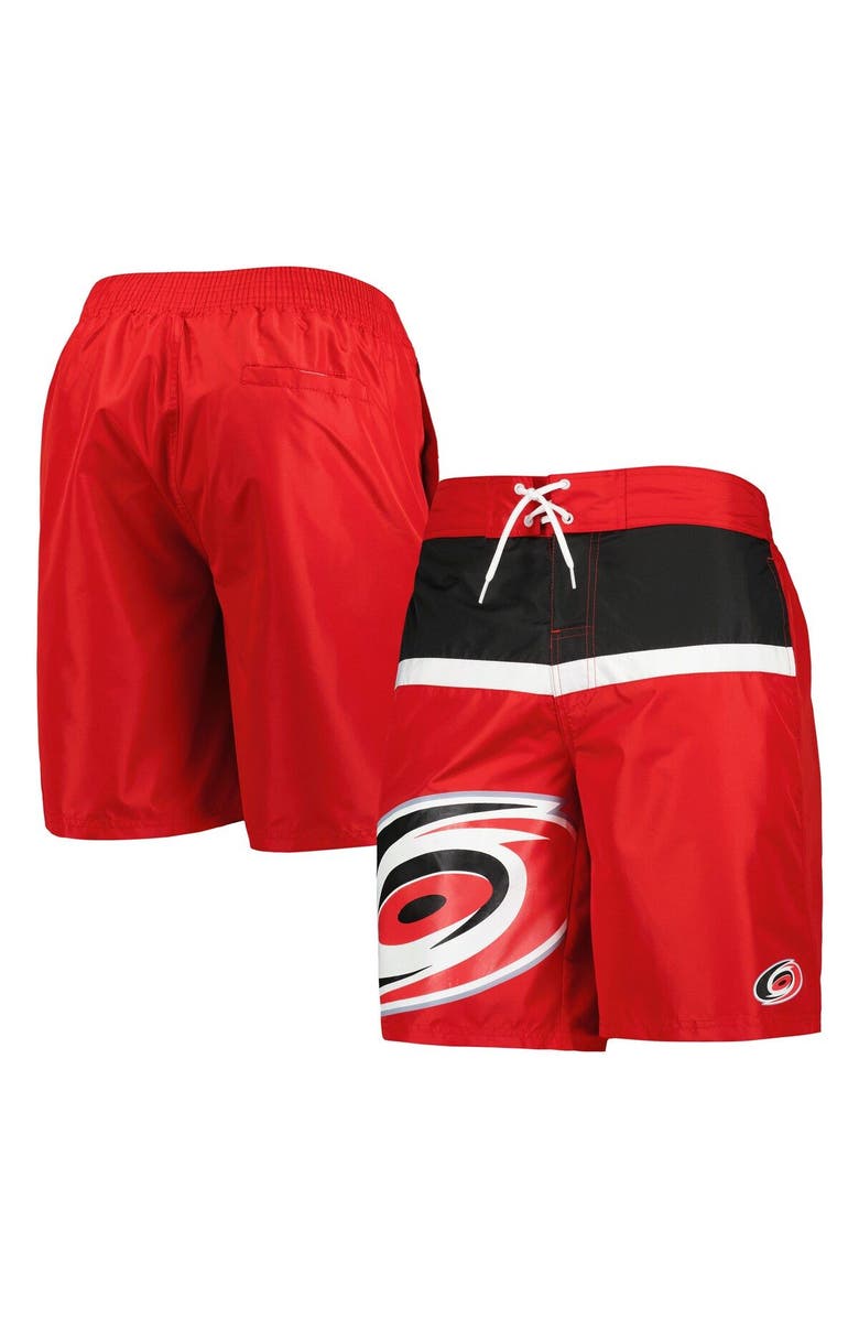 STARTER Men's Starter Red Carolina Hurricanes Sea Wind Swim Trunks, Main, color, 
