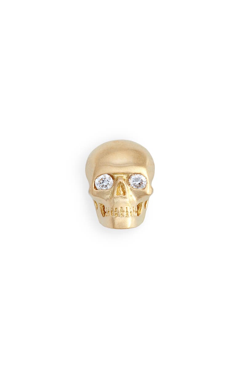MARIA TASH Matte Skull Stud Earring with White Diamonds, Main, color, 