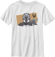 Star Wars: The Mandalorian and Grogu Boy's Star Wars The Mandalorian and Grogu Bounty Hunter and The Child Portrait  Graphic T-Shirt