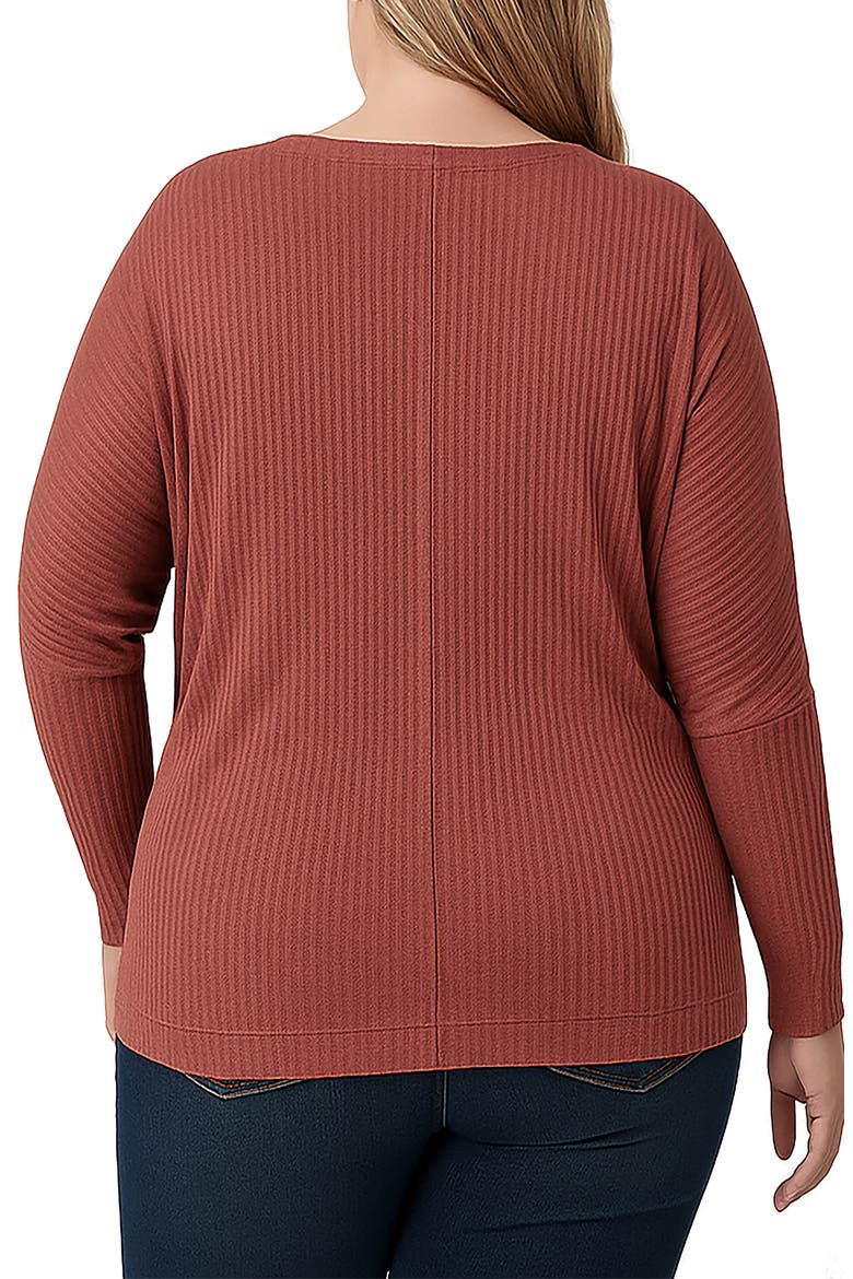Batwing Sleeve Rib Top, Alternate, color, CORAL