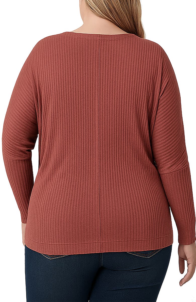 Standards & Practices Batwing Sleeve Rib Top, Alternate, color, Coral