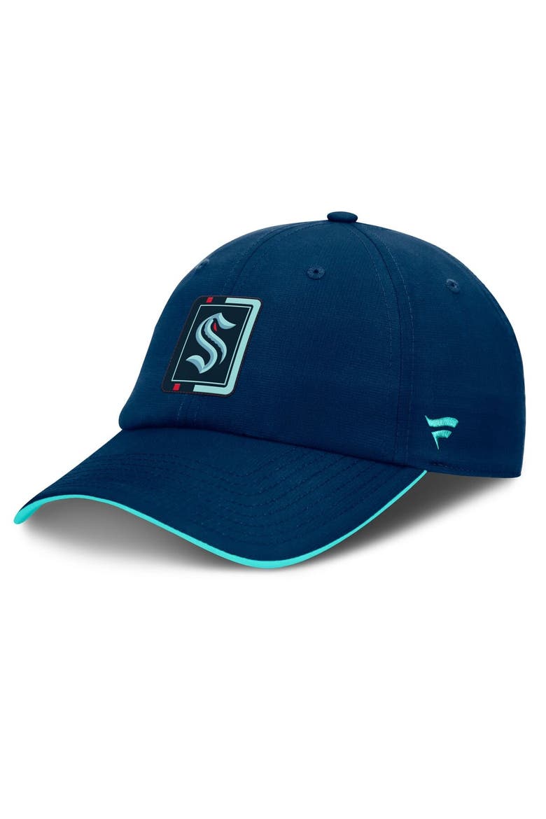 Men's Fanatics Deep Sea Blue/Light Blue Seattle Kraken Authentic Pro Ripstop Adjustable Hat, Main, color, Navy