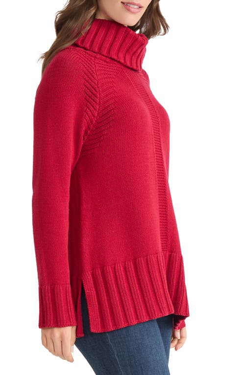 Jones New York Mixed Stitch Turtleneck Sweater In Red