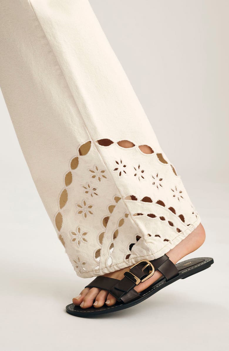 Mavi Jeans Malibu Eyelet Embroidererd Wide Leg Jeans, Alternate, color, 