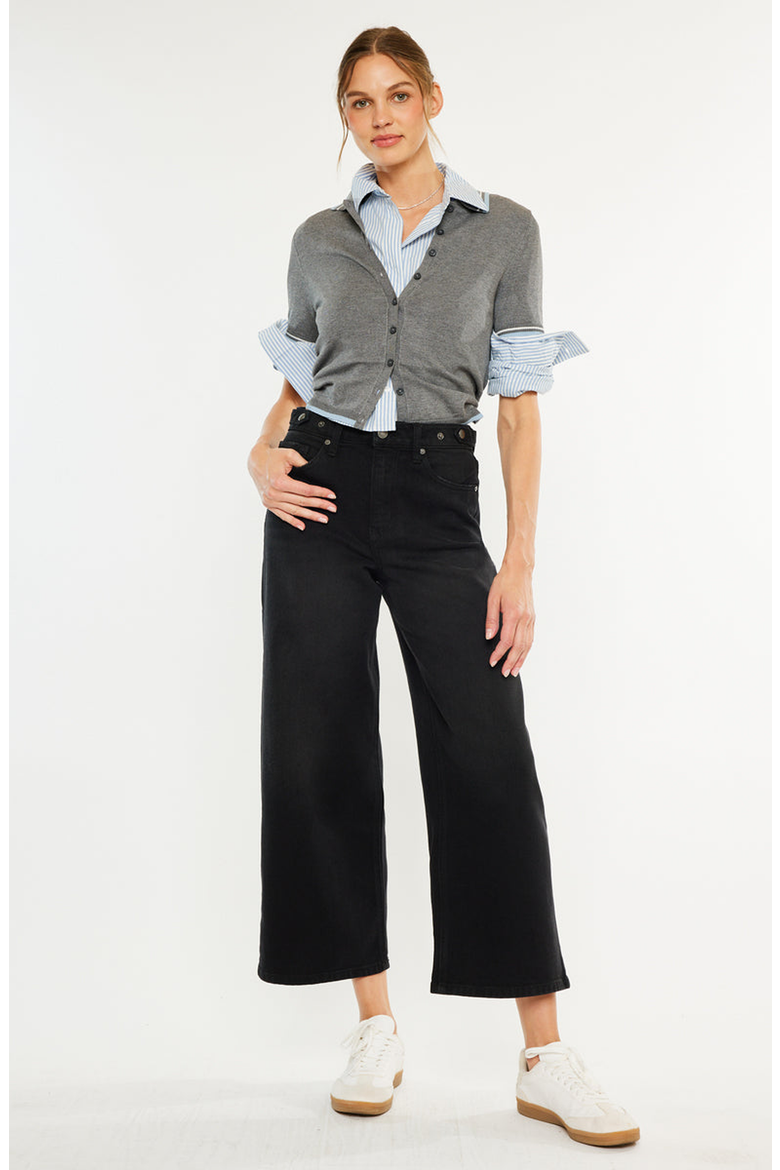 Victoria Ultra High Rise Cropped Wide Leg Jeans, Alternate, color, Black