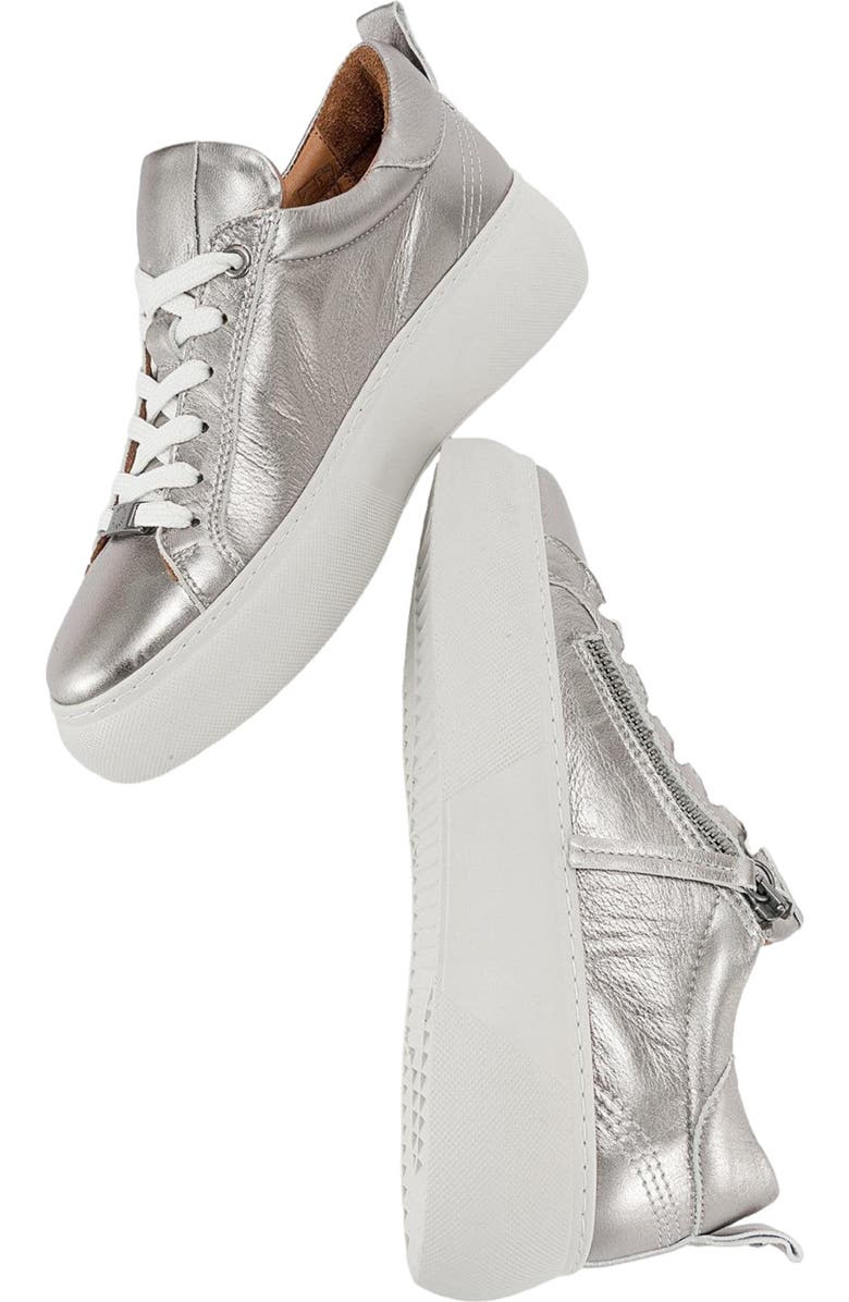 Forever & Always Shoes Allie Leather Zip Sneaker, Alternate, color, Silver Leather