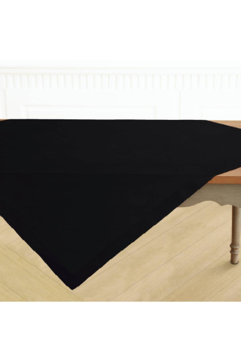 Linen Table Throw 52 x 52 Inch - Fete, Alternate, color, Black