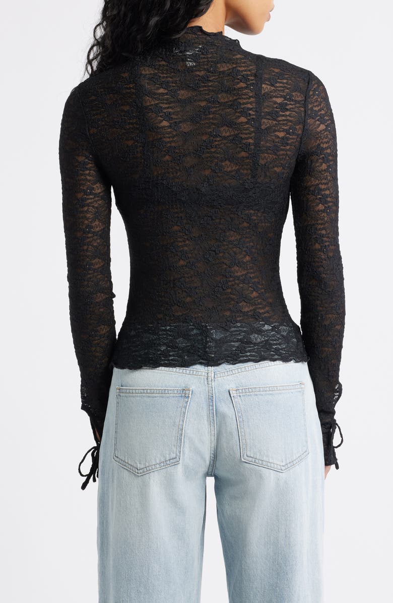 BP. Funnel Neck Lace Top, Alternate, color, Black