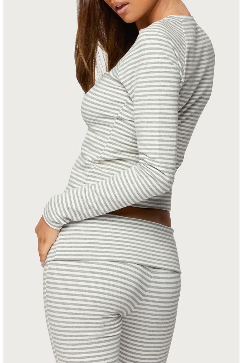 Kaeli Stripe Crop Cotton Blend Top, Alternate, color, GRAY-AND-WHITE