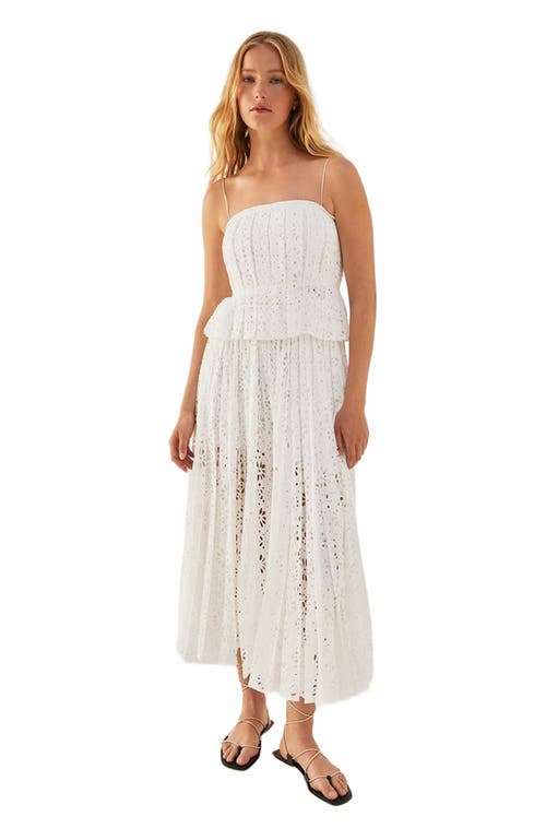 Rebecca Taylor Geo Eyelet Pleated Tank in Milk 