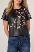 Liverpool Los Angeles Embroidered Faux Leather Top