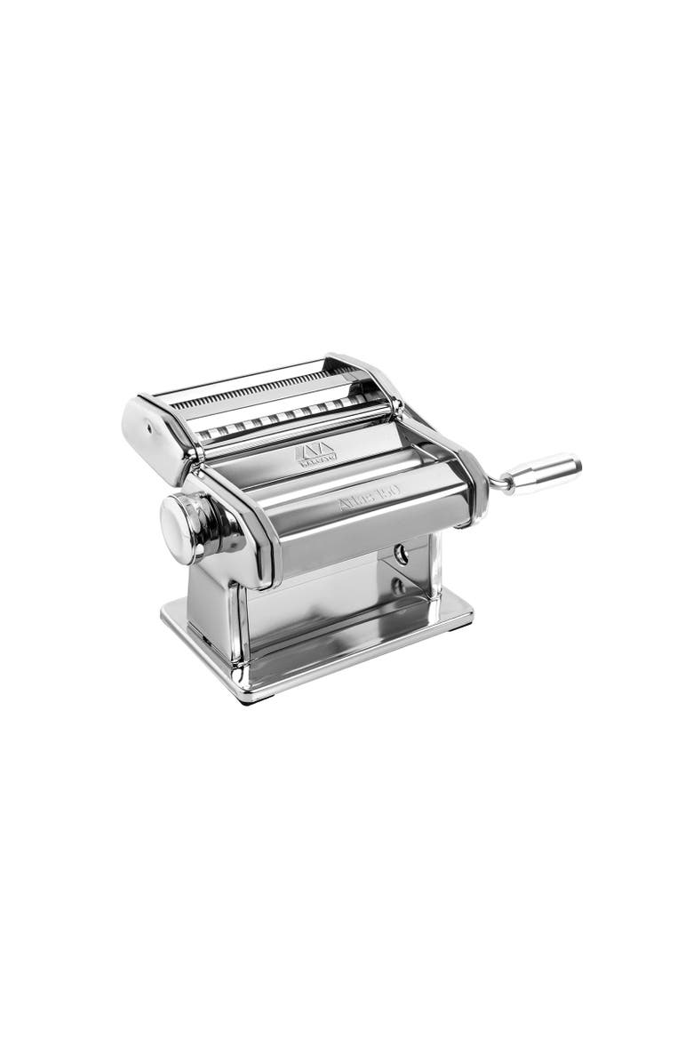 Marcato Atlas 150 Pasta Machine with Cutter, Hand Crank, and Instructions, Made in Italy, Main, color, Silver