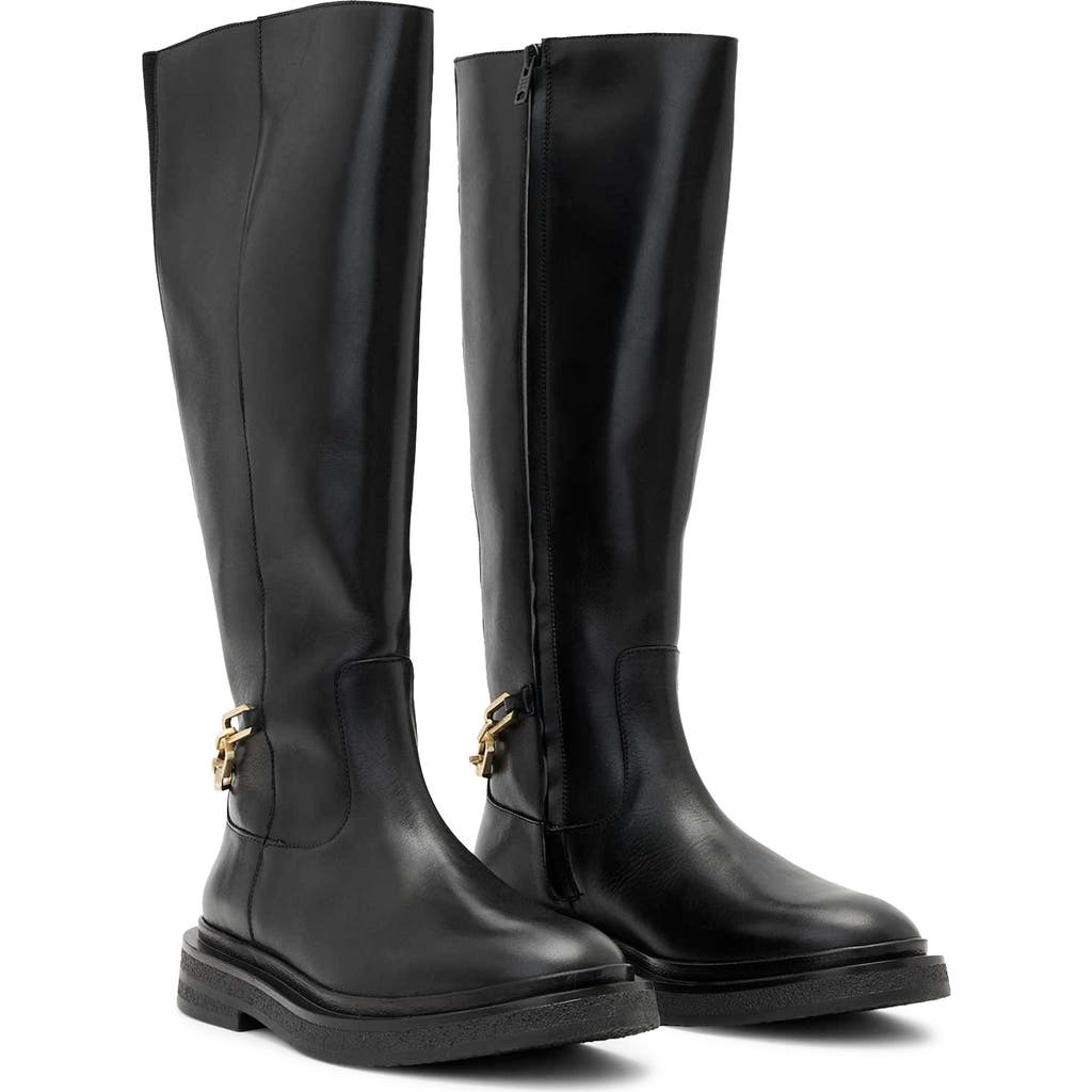 Allsaints Escher Rider Knee High Boot In Black