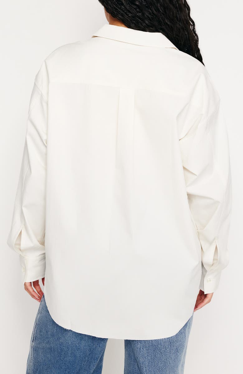 Good American Stretch Poplin Button-Up Shirt, Alternate, color, Cloud White001