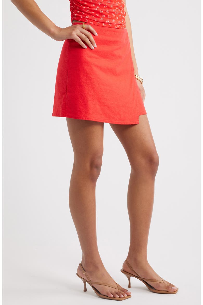 Linen Blend Skirt, Alternate, color, RED TOMATO