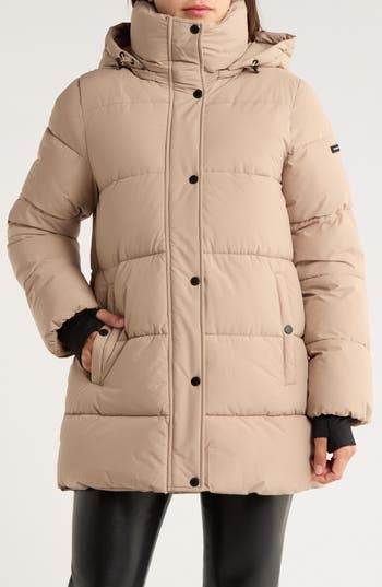 Bcbgeneration Water Resistant Hooded Puffer Jacket In Brown