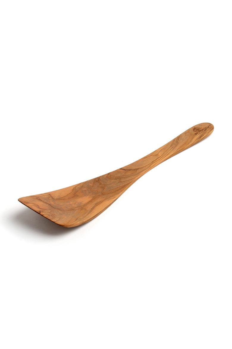 Handcrafted Olive Wood 13 Inch Curved Spatula, Alternate, color, Brown