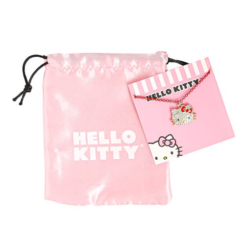 Hello Kitty Pave Pendant Necklace With Neon Red Chain, 16"+ 3" In Multi
