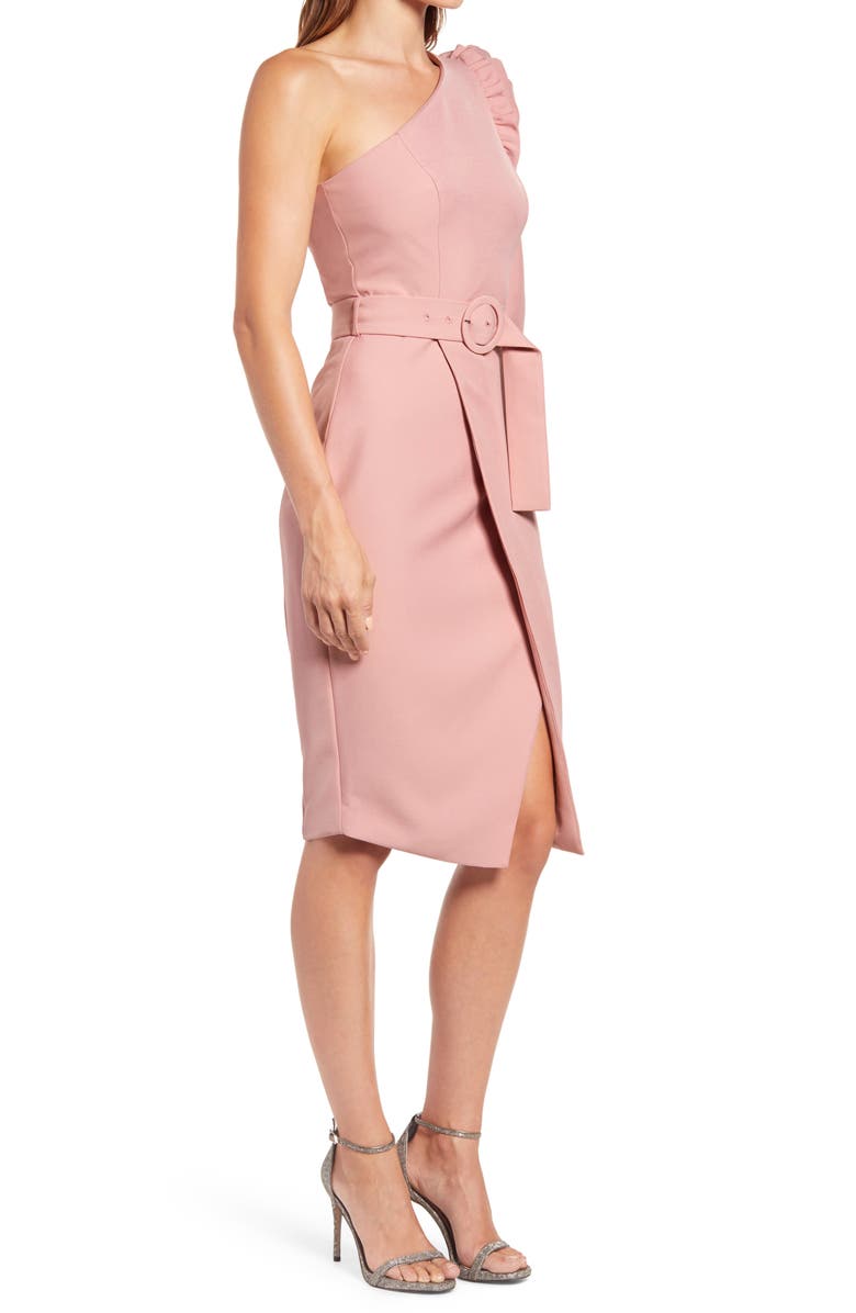 Lavish Alice One Shoulder Ruffle Puff Sleeve Dress, Alternate, color, 