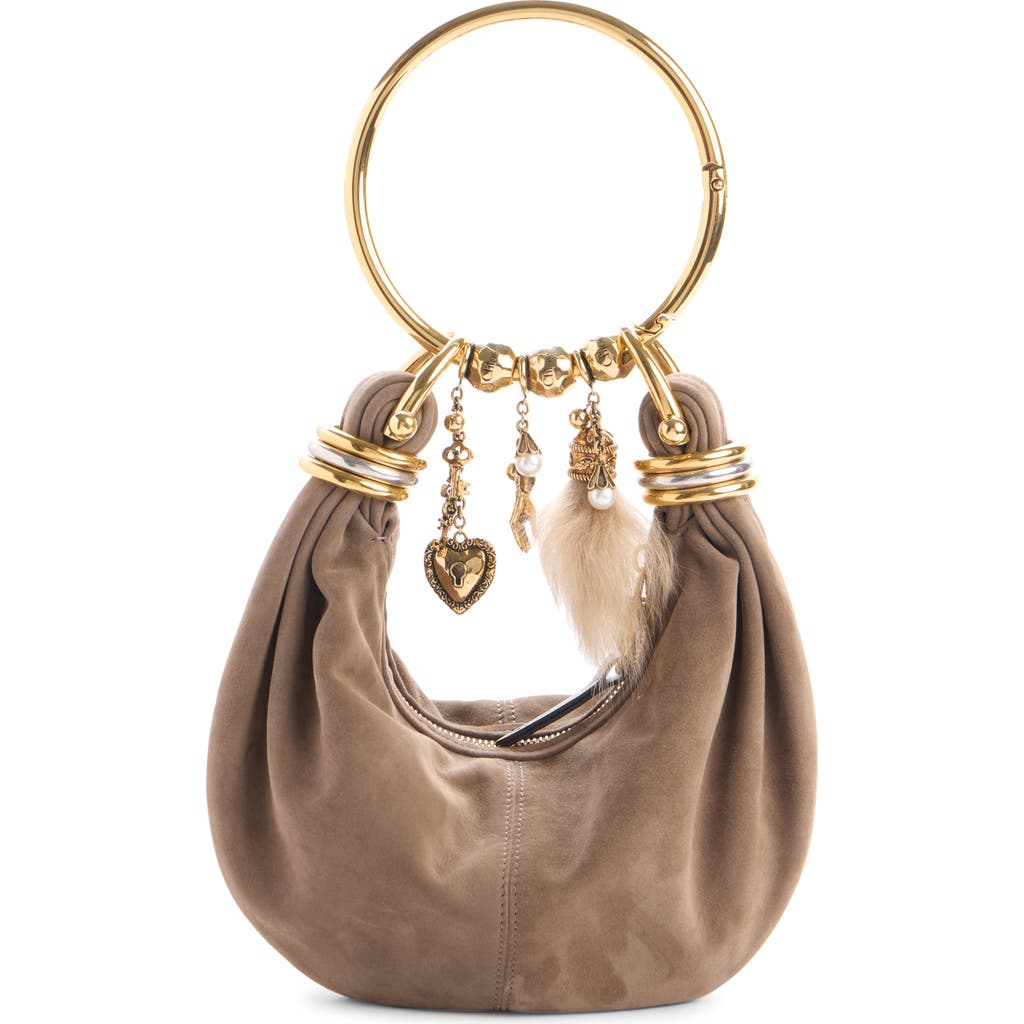 Chloé Mini Bracelet Suede Hobo Bag In Brown