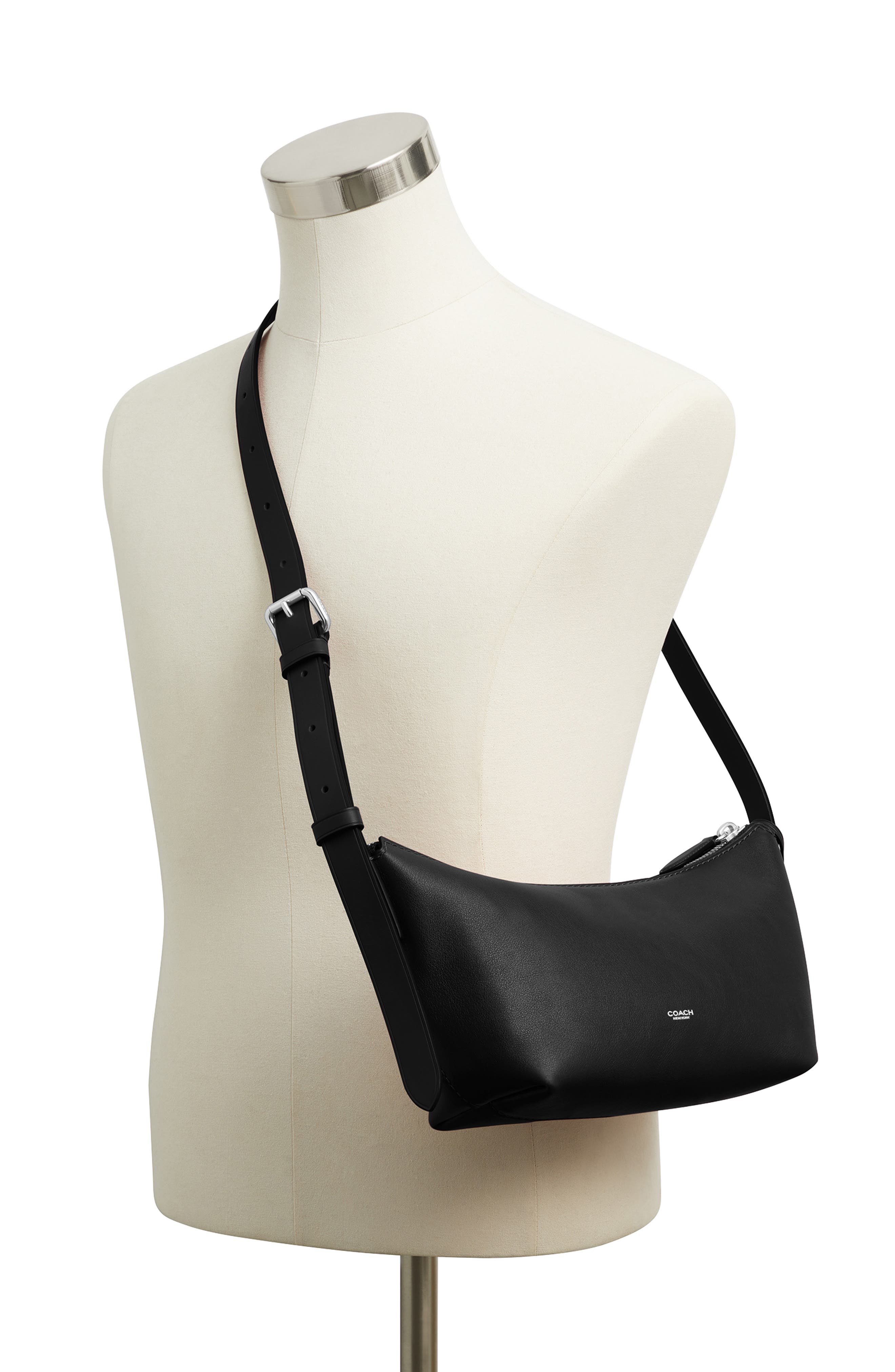 COACH Mott 22 Leather Sling Bag, Alternate, color, Black