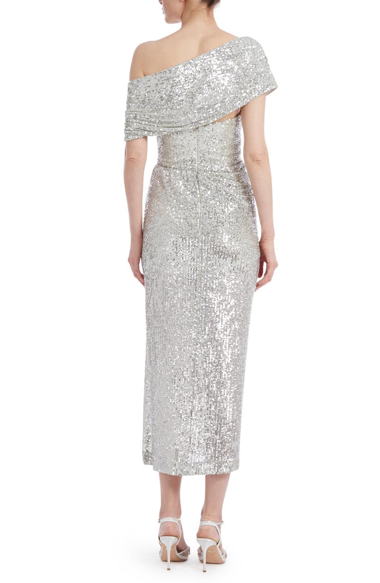 Badgley Mischka Collection Badgley Mischka Asymmetric One-Shoulder Sequin Evening Dress, Alternate, color, 