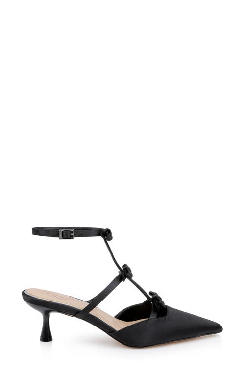 Jewel Badgley Mischka Elisabetta Ankle Strap Pointed Toe Kitten Heel Pump In Black