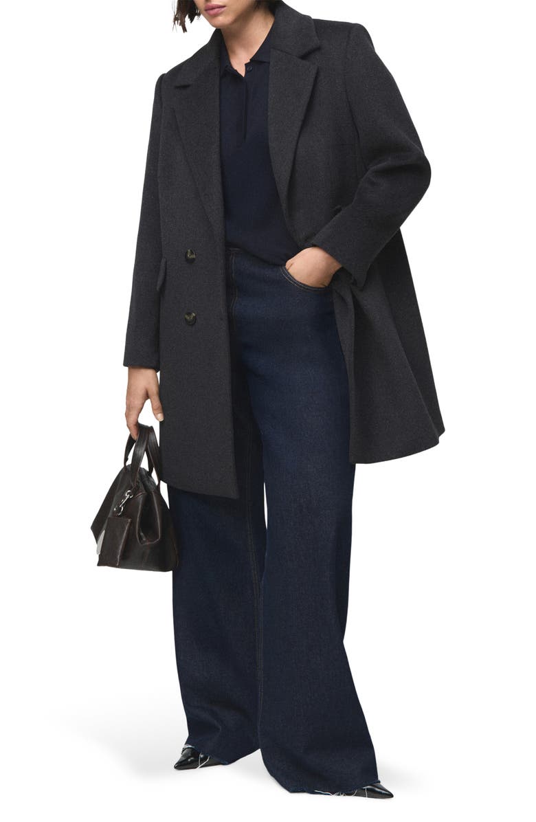 MANGO Double Breasted Coat, Main, color, Grey