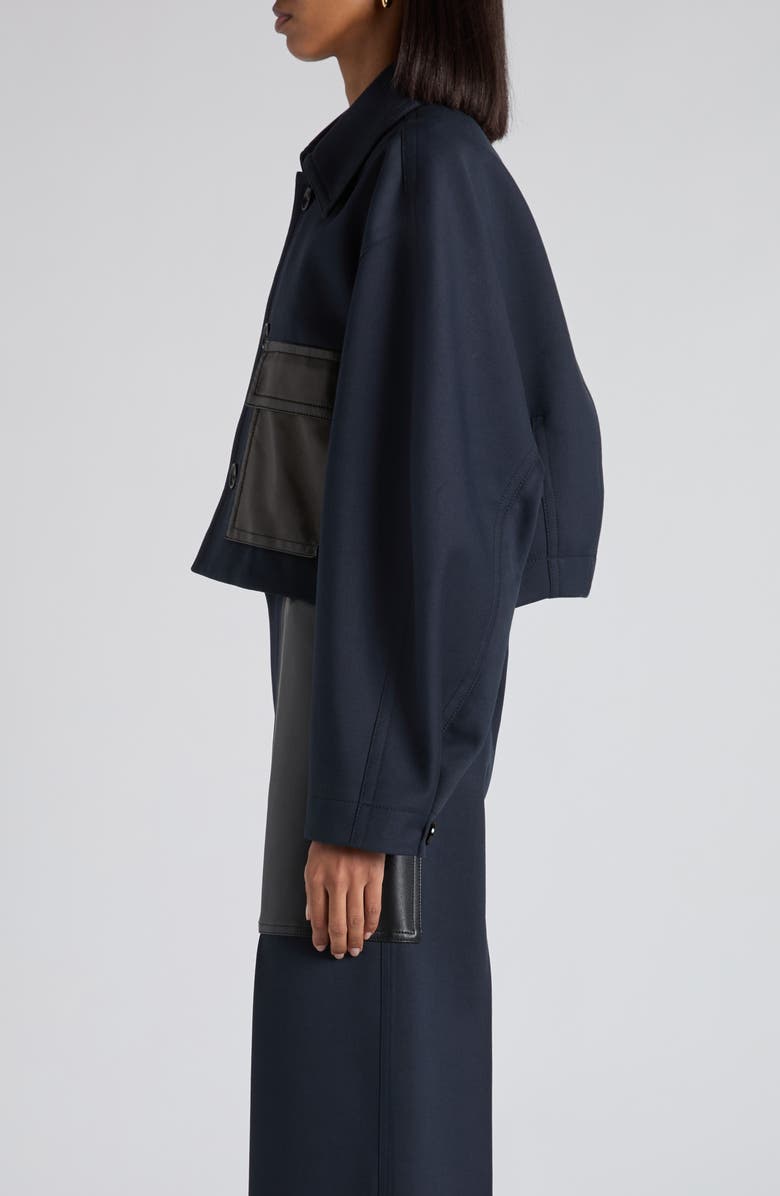 Bottega Veneta Leather Pocket Compact Twill Crop Jacket, Alternate, color, 