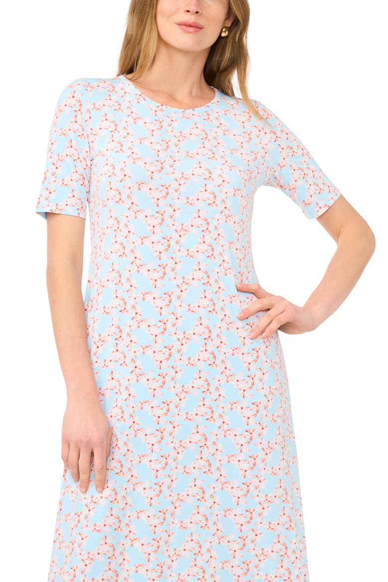 Floral Print Maxi Dress, Alternate, color, DEW BLUE
