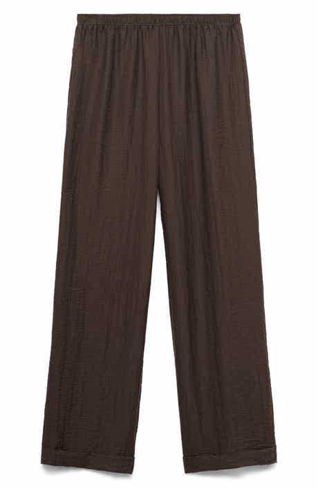 MANGO Elastic Waist Lyocell Blend Pants