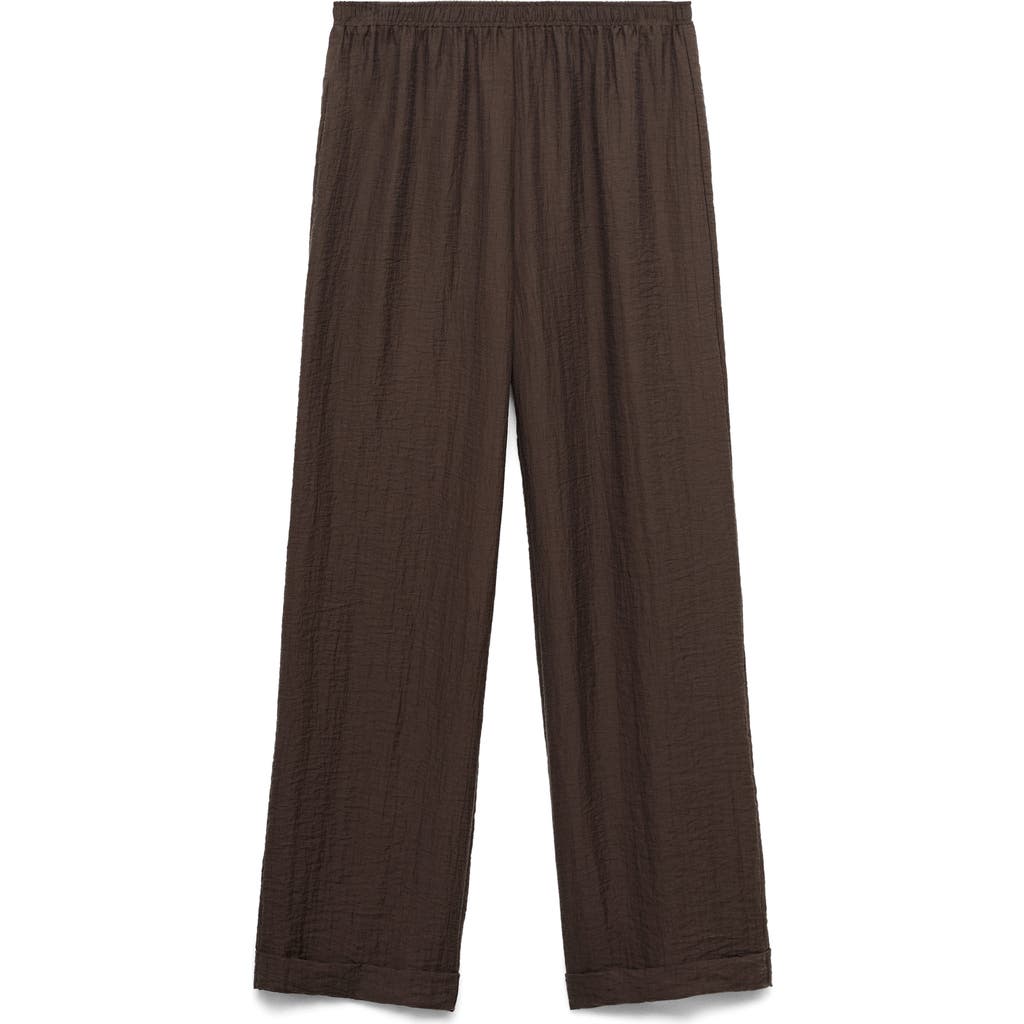 Mango Elastic Waist Lyocell Blend Pants In Brown