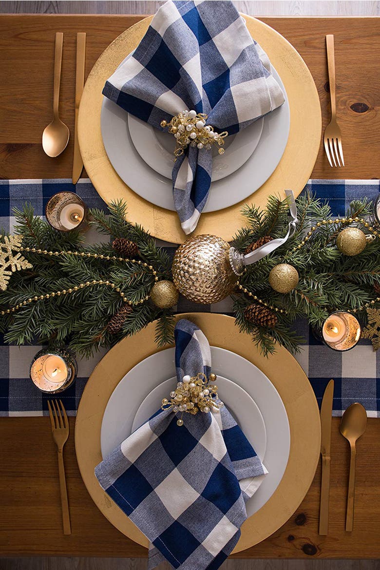 Buffalo Check Napkin Set/6, Alternate, color, Navy & Cream
