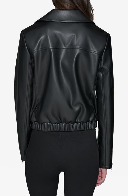 KARL LAGERFELD KARL LAGERFELD PARIS WATER RESISTANT FAUX LEATHER MOTO JACKET 