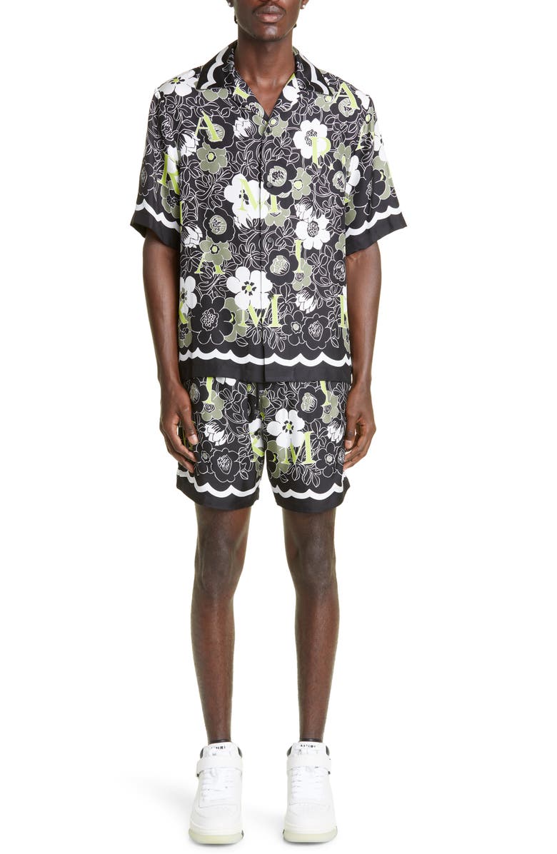 AMIRI Floral Amiri Silk Shorts, Alternate, color, 