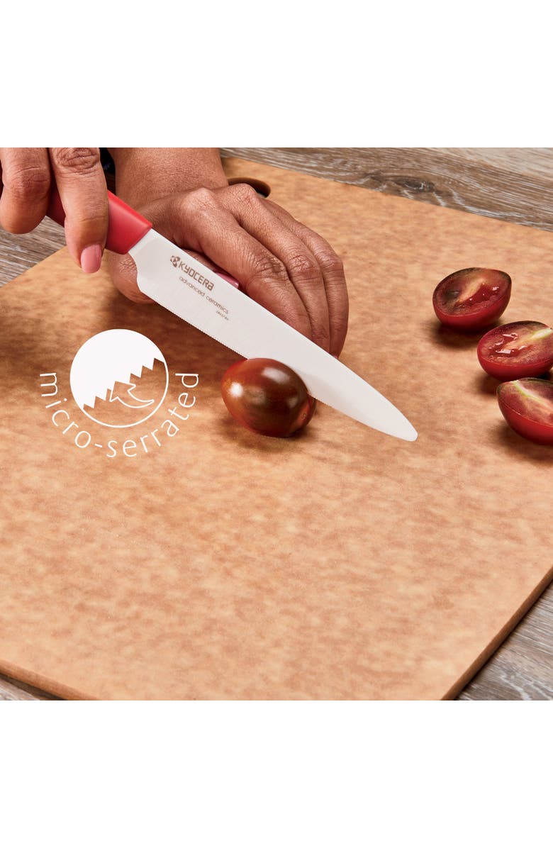 Kyocera Revolution Ceramic 5 Inch Micro Serrated Tomato Knife, Red, Alternate, color, Red