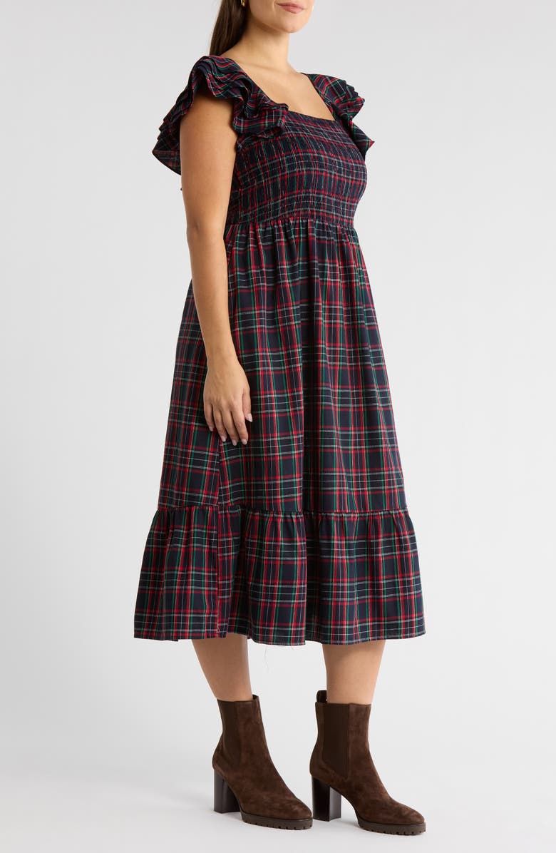 SUGARLIPS Chapman Plaid Smocked Dress, Alternate, color, Navy-Multi