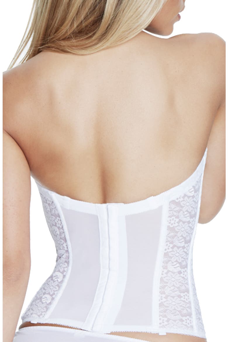 Colette Lace Low Back Convertible Corset Longline Bra, Alternate, color, WHITE