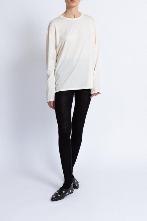 Alas Silk Wool Blend Long Sleeve T-shirt In White