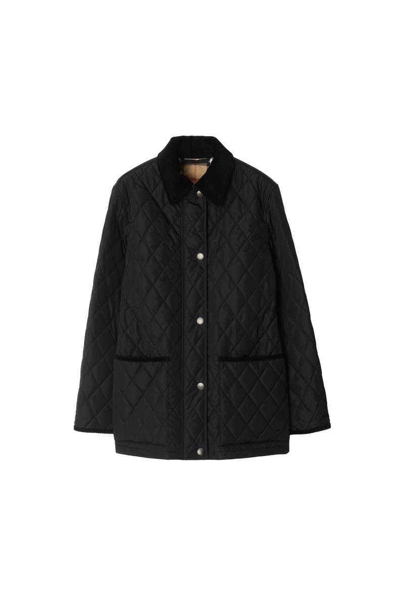 Burberry Quilted Nylon Barn Jacket, Alternate, color, Black/Sand