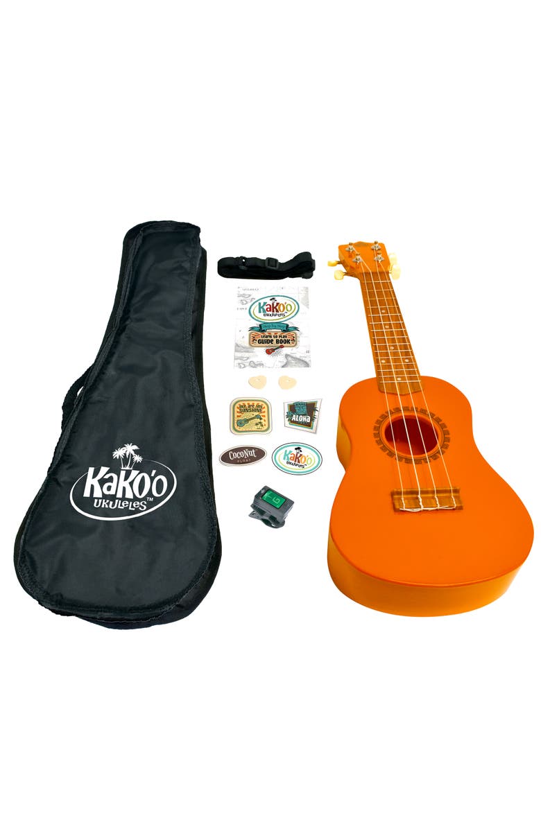 KaKo'o Music 21 Inch Professional Wooden Ukulele Set, Main, color, Multicolored
