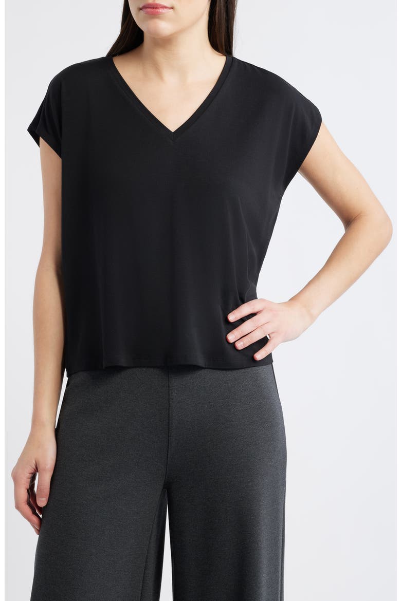 V-Neck Boxy T-Shirt, Main, color, BLACK
